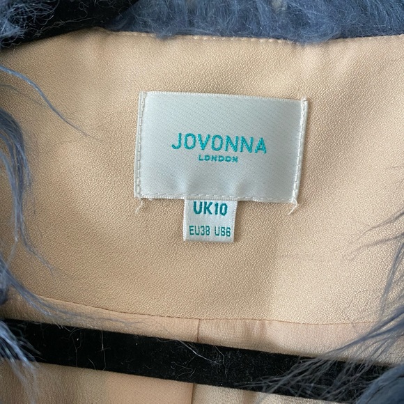 MEDIUM SIZED 10UK FUZZY SHAG BLUE AND TAN JACKET - Picture 2 of 4